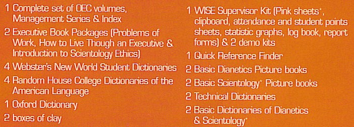 advertisment is for an in-house World Institute of Scientology Enterprises course room set-up kit